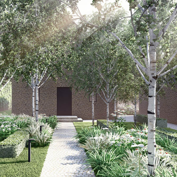projektowanie zieleni - minimalistyczny ogród drzew